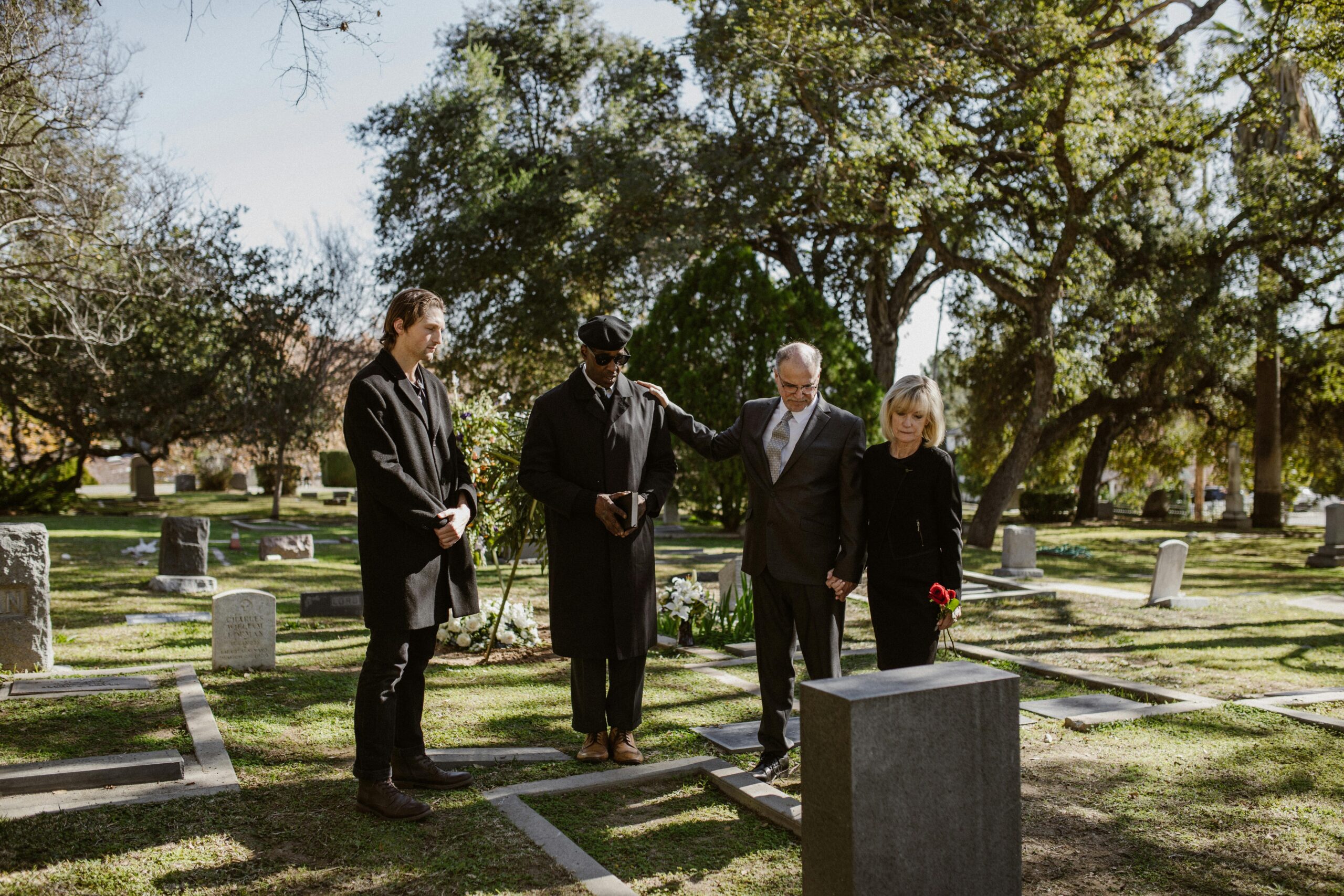 family at a funeral