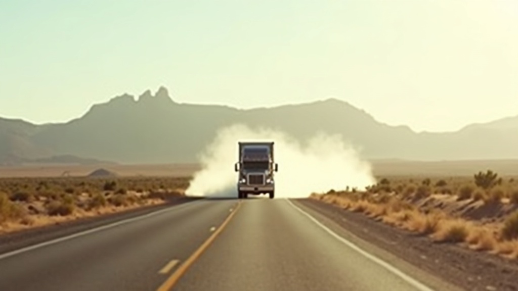 Camión comercial en una carretera del desierto de Nuevo México