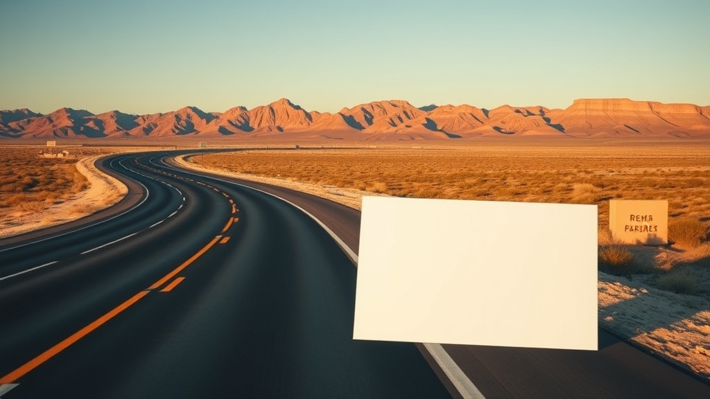Text-free image of a New Mexico car insurance folder, highway, and medical bill evidence.