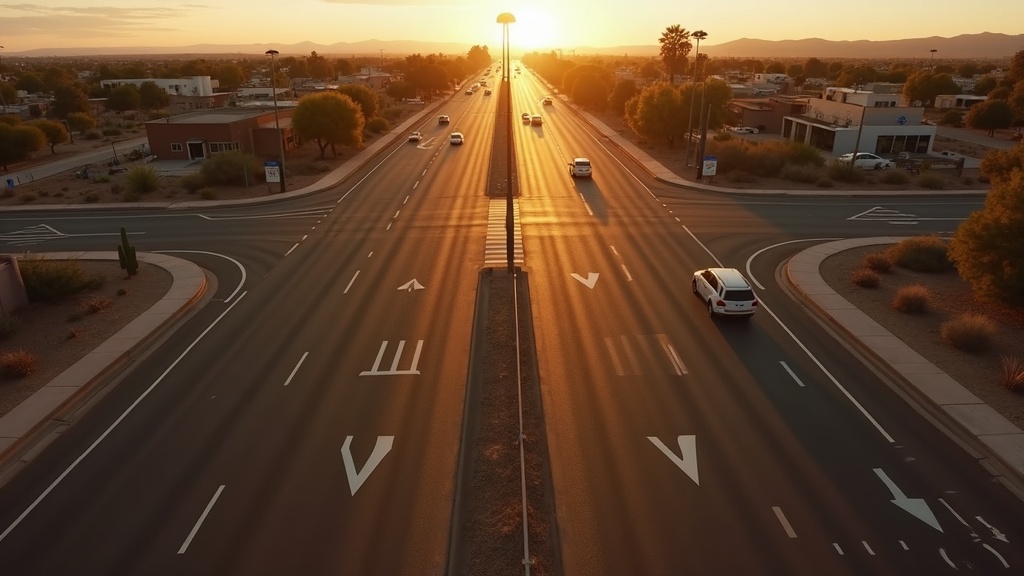 Intersection viewed from above representing a comparative fault dispute in New Mexico