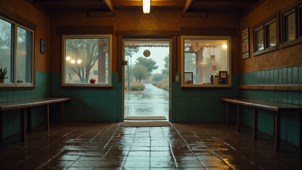 Wet tiled shop entrance with a worn mat, New Mexico premises liability