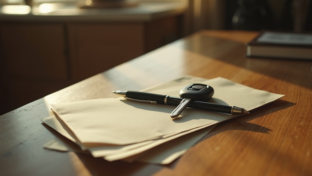 Unopened envelopes and car keys on a table