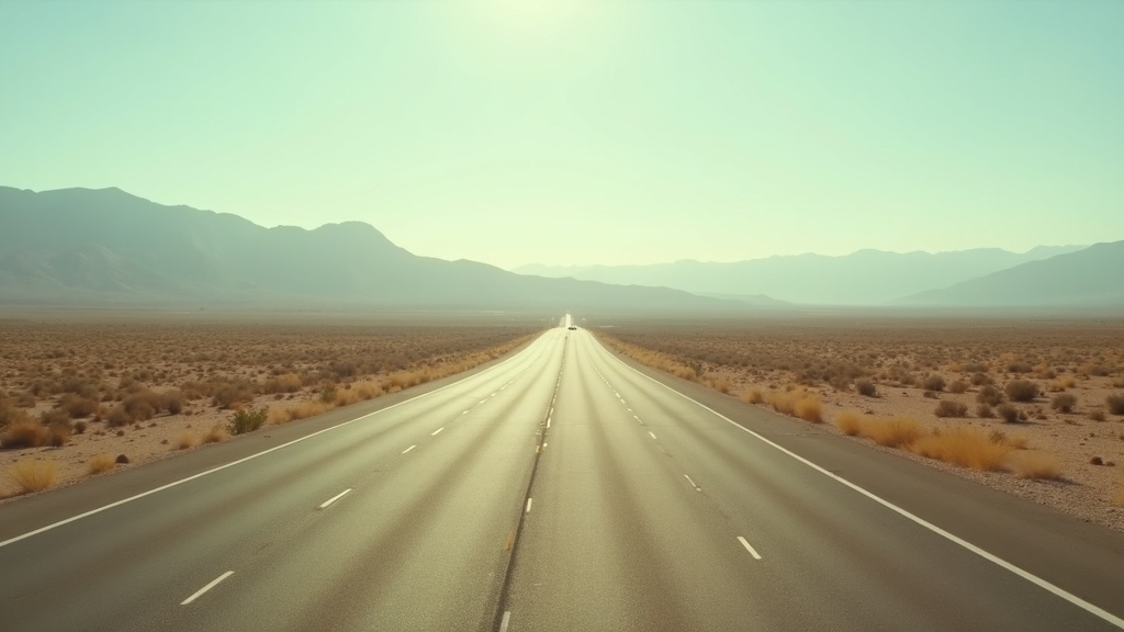 Autopista interestatal cruzando el desierto