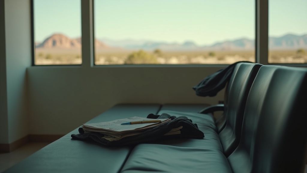 Clinic waiting room with paperwork after a New Mexico car accident